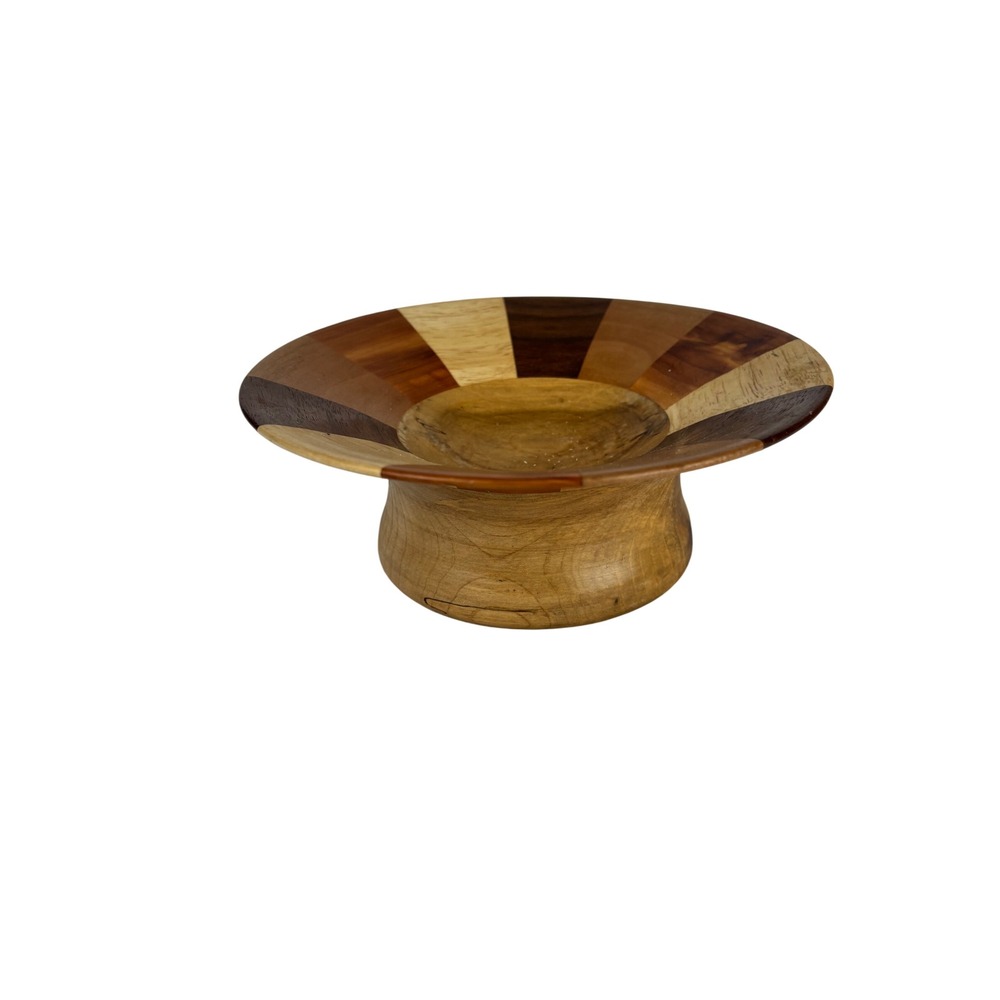 Handmade Segmented Wood Bowl 7.5" Maple Cedar Cherry Walnut Artisan Decor JB